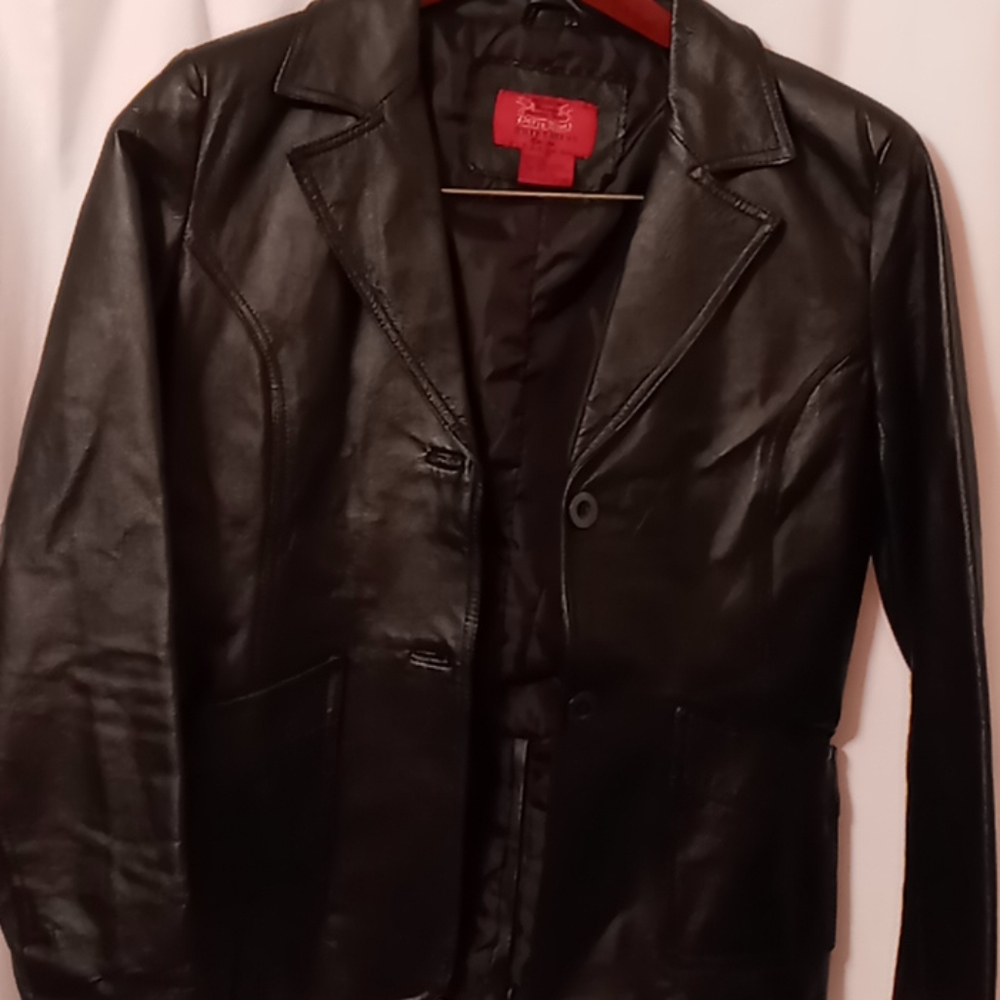 Paris blue leather jacket